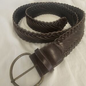Woven Braided Women's Leather Belt Solid Brass Hardware
